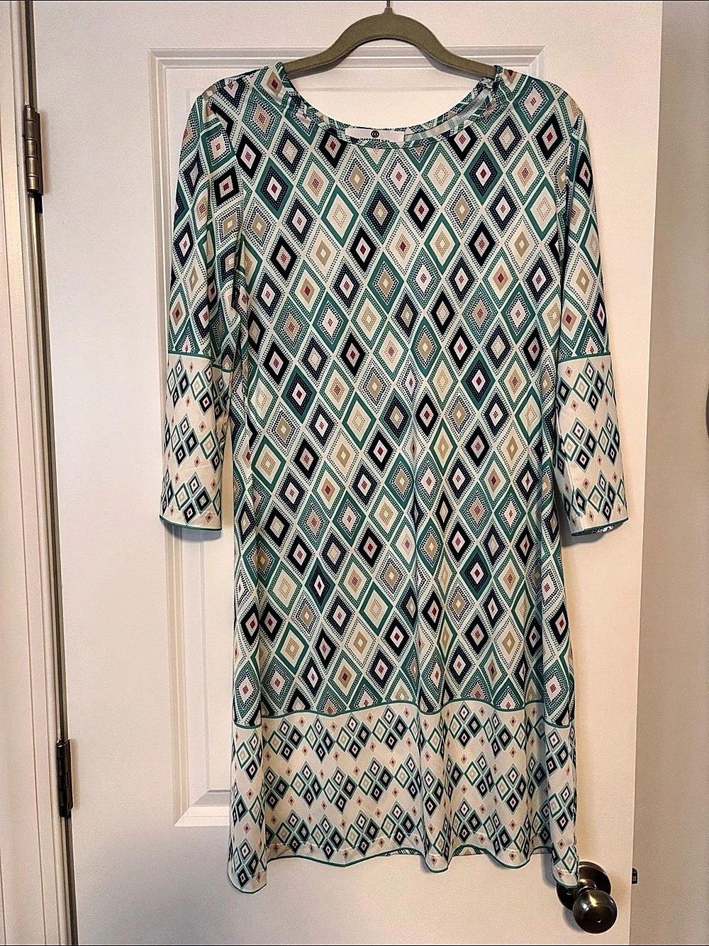 Jean-Pierre Klifa Geometric Mini Dress in Blue & Green Size Medium